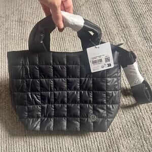 Lululemon Quilted Grid Small Tote Bag 5L Black Puffer Top Handle Crossbody NWT